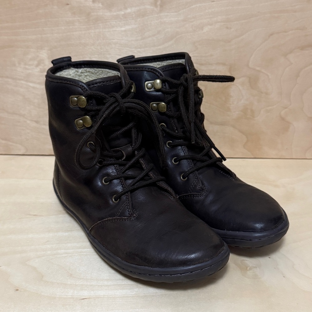 ❄️EU37 Vivo Barefoot Gobi Brown Leather Boots | Sherpa lined